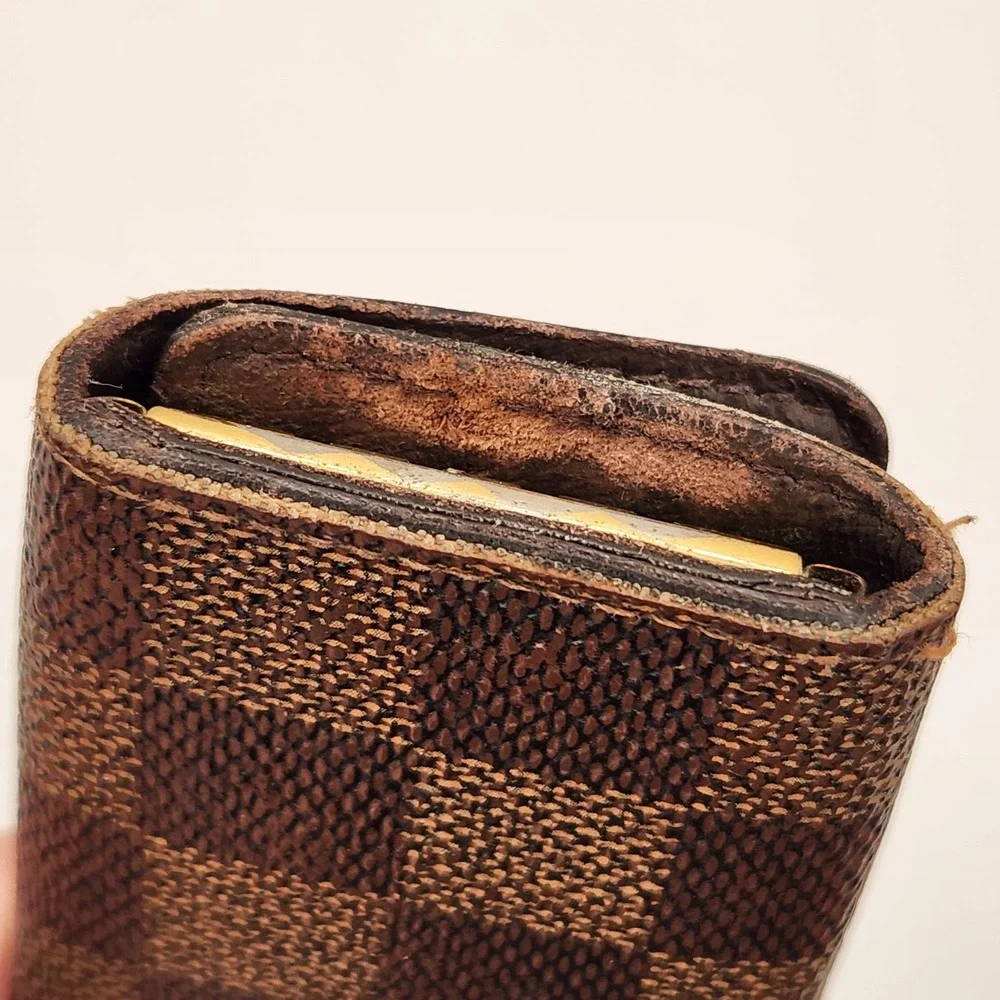 Louis Vuitton Damier Ebene 4 Key Holder Case Brown Canvas Wallet Made in France